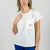 Cremefarbenes Damen-T-Shirt mit Tasche