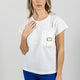 Cremefarbenes Damen-T-Shirt mit Tasche