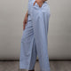 WOMEN'S BLUE/WHITE COTTON TROUSERS